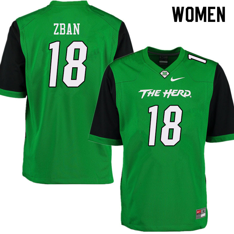 Women #18 Luke Zban Marshall Thundering Herd College Football Jerseys Sale-Green